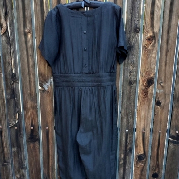 VINTAGE 80s TOO HOT BRAZIL Black Silk One Piece Jumpsuit S Retro Minimalist - Picture 8 of 11